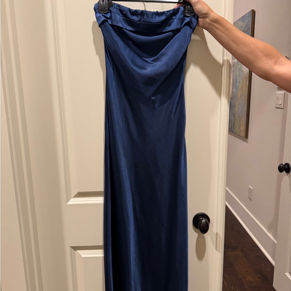 BLUE SATIN FORMAL MAXI